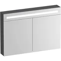 Brauer Promise Deluxe Spiegelkast 99x70cm MFC 2 Deuren Met Directe LED Verlichting Boven - Timber Grey - Spiegels, Spiegelkasten - 8720724559074