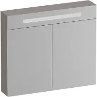 Brauer Promise Deluxe Spiegelkast 80x70cm MFC 2 Deuren Met Directe LED Verlichting Boven - Timber Greige - Spiegels, Spiegelkasten - 8720724559005
