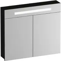 Brauer Promise Spiegelkast 80x70cm MFC 2 Deuren Met Directe LED Verlichting Boven - Timber Black - Spiegels, Spiegelkasten - 8720724559654