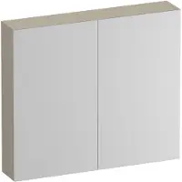Brauer Impress Deluxe Spiegelkast 80x70cm MDF 2 Deuren Met Indirecte LED Verlichting Binnen/onder - Mat Beige - Spiegels, Spiegelkasten - 8720724558282