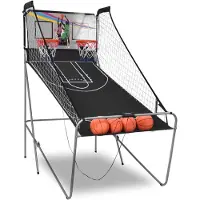 Costway 8-in-1 basketbalautomaat, elektrische basketbalstandaard, inklapbaar, schietmachine met 4 ballen, luchtpomp en 8 speelmodi, Arcade basketbalwedstrijden voor kinderen, voor 2 spelers
