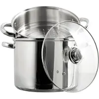 WDMT RVS Stoompan – Ø 25,5 x 33,5 cm – Grote Roestvrijstalen Stoomkoker met Glazen Deksel & Stomerinzet – Duurzame Stoof- en Stoompan voor Groenten, Vis, Rijst & Pasta – Zilverkleurig