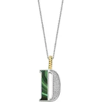Ti sento Dames Hanger - 925 zilver - Letter D - Malachiet - 6840MA_D