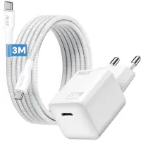 Phreeze 65w usb C Oplader - laptop oplader - met extra lange usb C kabel - 3 meter - usb C naar usb C - GaN adapter - snellader - oplaadstekker - lader - blokje
