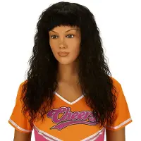 Partyproduct Zwarte Krul Pruik met Pony – Verkleed Pruik Dames – Party Wig – Feest & Carnaval – Lang Haar