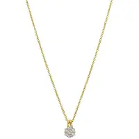 Lucardi Dames Zilveren goldplated ketting met hanger met zirkonia voor dames - Ketting - 925 Zilver - Goudkleurig - 48 cm