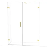 Maxaro Diamond Douchedeur | 145 cm Lichtgoud Helder glas Draaideur