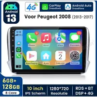 Hexinex HexinexMarket Octa-Core autoradio Geschikt voor Peugeot 2008 (2006-2015) - Draadloos CarPlay, Android Auto, multimediaspeler, 6GB+128GB
