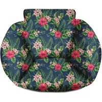Ferocity - Schommelkussen - Polyrotan schommelhoes - Voor een hangende tuincocon - Standaardmaat - Polyester - Palm Bloemen
