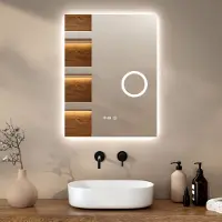 Mirlux Badkamerspiegel met LED Verlichting & Verwarming – Rechthoekige Wandspiegel – Anti Condens Douchespiegel - 60x80CM