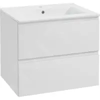Kielle Oudee - Wastafelkast met wastafel, 60x55x46 cm, 2 laden, glanzend wit 50002S60