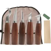 LONGZIMING -Complete Houtsnijset – Set met Sloydmes, Haakmes, Detailmes en Canvas Opbergruol, Koolstofstaal, Ergonomisch Handvat, Voor Creatief Houtsnijden en DIY-projecten