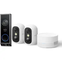Eufy Security E340 Video Deurbel – Dual-Cam technologie, 2K Full HD-resolutie, kleur nachtzicht, AI-pakketdetectie + eufyCam C35 - Incl. 2 Camera, HomeBase Mini – Beveiligingsset – Voordeelbundel