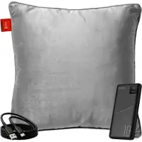 Coozie Oplaadbaar Warmtekussen – Draadloos & Bedraad – 45–65°C – Velvet – 45 x 45 cm – Lichtgrijs – Elektrisch Kussen – Incl. Powerbank – Tot 8 uur warmte