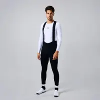 Acelera Essential Fietsbroek Lang heren met Zeem en Bretels - Thermo Lange Wielerbroek - Winter Fietsbroek Lang - Zwart - Maat L