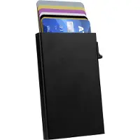 Nuvance - Pasjeshouder Uitschuifbaar - Rfid Bescherming - Pasjeshouders voor Mannen en Vrouwen - Creditcardhouder - Zwart zonder Vak