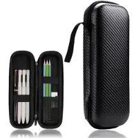 LONGZIMING -Schokbestendige Pennenetui – Hard EVA Etui met Grote Capaciteit – Ruime Pennenzak met Vakverdeling voor School & Kantoor – Zwart – 28×10×5 cm