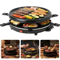 Cheqo Raclette Grill - 6 Persoons - Stalen Grillplaat - Gourmet - Gourmetten - Antiaanbaklaag - PFAS-Vrij - Anti-Slip Voetjes - Houten Spatels - Eenvoudig Te Reinigen - Compacte Raclette
