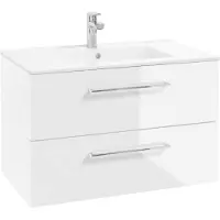 Kielle Vega - Wastafelkast met wastafel, 80x50x46 cm, 2 laden, glanzend wit 50018S80