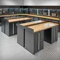 Datona Werkbank PRO - 4x 200 cm - eiken - 8 opbergkasten - Zwart