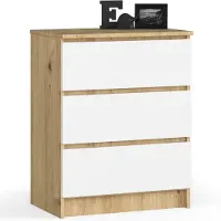 Akord Ladekast K60 met 3 Lades / Furniture Factory / Artisan Eik - Wit / 60 x 77 x 40 cm