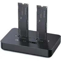 Gembird Desktop dual drive USB Type-C M.2 NVME (and SATA) SSD docking station, black