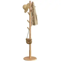 Vasagle Kapstokboom van rubberhout met haken, Naturel