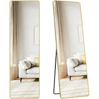 Songmics Rechthoekige spiegel - Volledige lengte - 150 x 40 cm - Lichtgoud