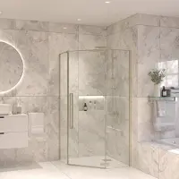 Sanivo Vijfhoekige douchecabine vigo 100x100x200 cm rvs look