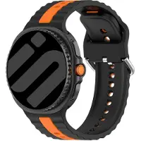 Strap-it Dual Sport Strap (Zwart/Oranje) geschikt voor Samsung Galaxy Watch 9 (40/44mm) / Watch 8 (40/44mm) / 8 Classic (46mm)