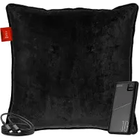 Coozie Refurbished | Warmtekussen - Oplaadbaar - Draadloos & Bedraad - 45 x 45 cm - Zwart - Velvet
