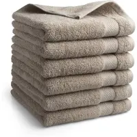 DoubleDry Hotel Handdoeken 50 x 100 cm – Set van 6 – 100% Katoen 500 g/m2 – Zacht & Absorberend - BeigeTaupe