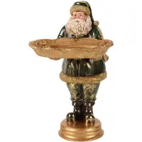 Baroque - Decoratief beeld of figuur - Kerstman met Schaal 24 cm - Groen - Resin - 24x16x14 - Polyresin