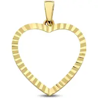 New Bling - 9NBG-0916 - 14K geelgouden Hanger – Hart Dia Cut – Dames Hanger