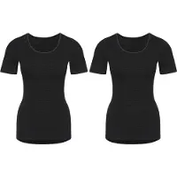 Conta Con-ta -2 dames thermo shirts met korte mouw - zwart gestreept - maat 48