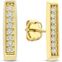 New Bling - 9NBG-0877 - 14K geelgouden Oorknoppen – Met 8 Zirkonia-Steentjes – Dames Oorbellen