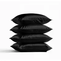 Silk Heaven 4x Zijden Kussensloop 50x60cm Zwart Hotelsluiting 22 Momme - Kussensloop set - Luxe Silk Kussensloop 100% moerbei zijde - Zijde kussensloop - - 50x60cm / Hotelsluiting