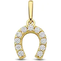 New Bling - 9NBG-0926 - 14K geelgouden Hanger – Hoefijzer met Zirkonia – Dames Hanger
