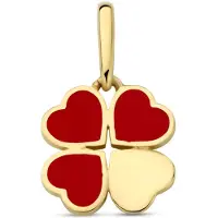 New Bling - 9NBG-0944 - 14K geelgouden hanger – 4 harten – rode epoxy