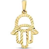 New Bling - 9NBG-0921 - 14K geelgouden Hanger – Fatima Hand Dia Cut – Dames Hanger