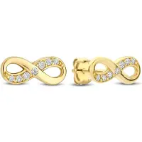New Bling - 9NBG-0883 - 14K geelgouden Oorknoppen – Infinity met Zirkonia – Dames Oorbellen