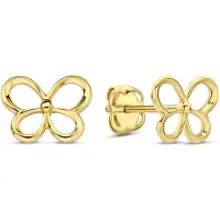 New Bling - 9NBG-0860 - 14K geelgouden Oorknoppen – Open Vlinder – Dames Oorbellen