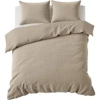Sleeptime Teddy dekbedovertrek Check - Onderkant microvezel - taupe - 140x220