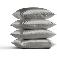 Silk Heaven 4x Zijden Kussensloop 40x80cm Licht Grijs Hotelsluiting 19 Momme - Kussensloop set - Luxe Silk Kussensloop 100% moerbei zijde - Zijde kussensloop - - 40x80cm / Hotelsluiting