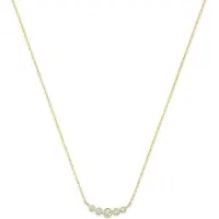 New Bling 9NBG-0954 14 Karaat Gouden Dames Ketting met Zirkonia - Vijf Zirkonia in Verschillende Groottes - Verstelbaar 43-48 cm