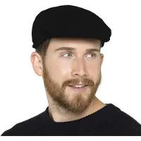 Tom Franks Heren Flat Cap – Katoen/Linnen/Wol Mix – Wasbare Gevoerde Pet met Zonneklep Zwart Maat L/XL
