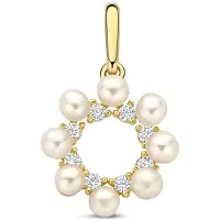New Bling - 9NBG-0915 - 14K geelgouden Hanger – Witte Parel – Dames Hanger