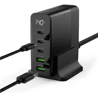 Ansmann GaN USB desktop snellader 140W (3x USB-C, 2x USB-A)
