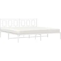 vidaXL Bedframe met hoofdbord metaal wit 193x203 cm