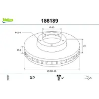 Valeo 186189 Remschijf